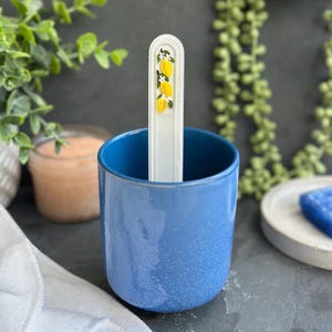 Lemons Glass Nail File | Hand-Painted Lemons and White Flowers | Nail Care Gift | Bright Citrus Art | Gentle Nail Care | Natural Self Care