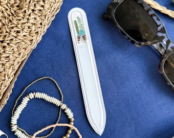 Cactus Garden Glass Nail File | Hand-Painted Desert Cacti | Nail Care Gift | Succulent Garden Art | Gentle Nail Care | Natural Self Care