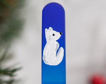 Arctic Fox Glass Nail File | Hand-Painted | Long Lasting Czech Crystal Glass Manicure File