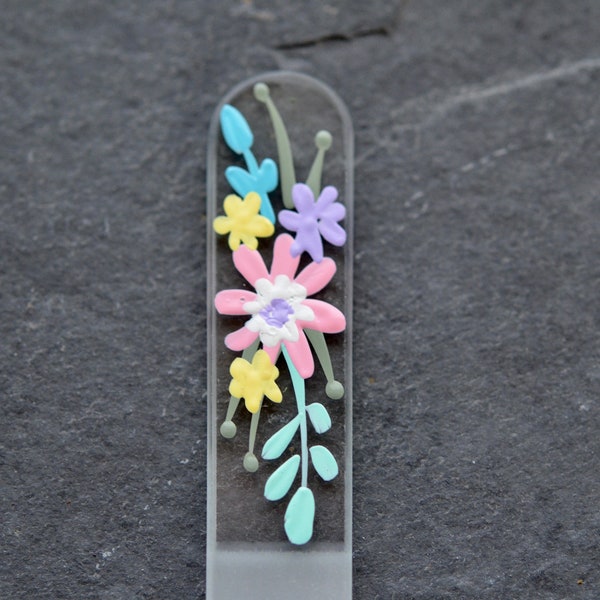 Spring Bouquet Glass Nail File - Hand-painted Glass Manicure File