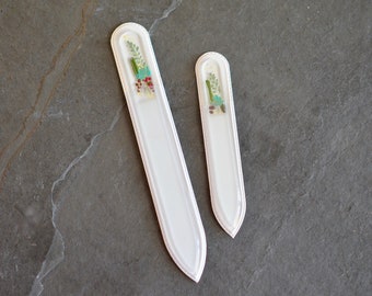 Cactus Garden Glass Nail File - 2 Piece Set - Hand-painted Glass Manicure File