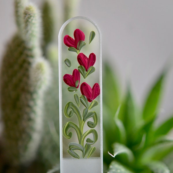 Heart Bouquet Glass Nail File - Hand-painted Glass Manicure File