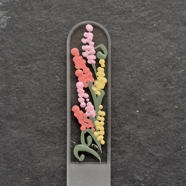 Pastel Snapdragons Glass Nail File - Hand-painted Glass Manicure File