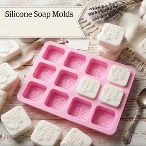 Benutzerdefinierte Silikonseife 2 ""quadratische Seifenform personalisierte Seifenform Ihr Logo oder Text oder Name für die Seifenherstellung."