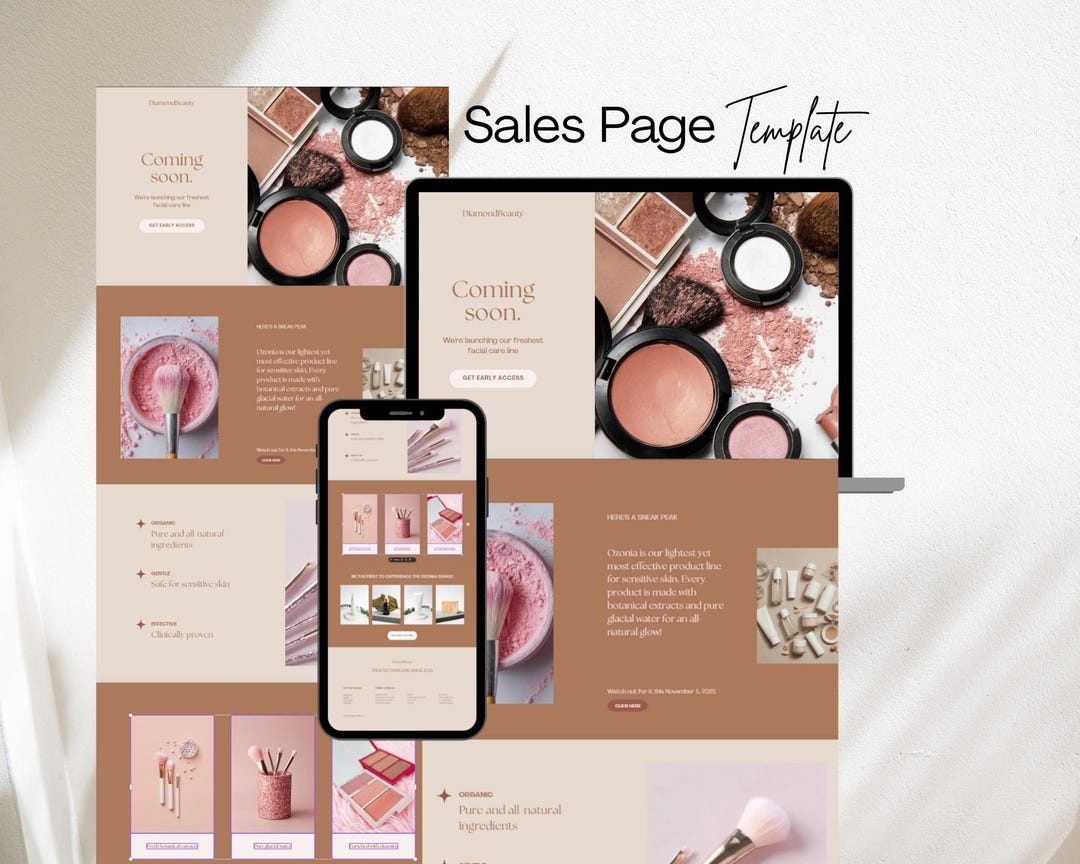 Canva Website Template | Beauty Brand Launch Funnel | Cosmetics ...