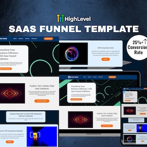 Ultimate SaaS Funnel Template for GoHighLevel | Tech Startup Website, Software Landing Page, App Showcase, B2B GHL Snapshot