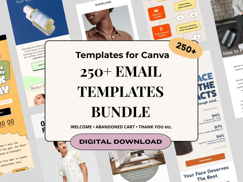 ultimo - bundle of 32 email templates –... Ultimate Canva Email Template Bundle | Editable Newsletters for Klaviyo ...