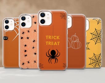 Spider Phone Case Cobweb Halloween Cover for iPhone 17Pro, 16, 15, 14, 13, 12, Samsung S25, S24, S23, S22, A16,A26, A56, Pixel 10, 9