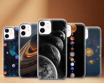 Planets Phone Case Cosmos Solar System Cover for iPhone 17, 17 Pro, 16, 15, 14, 13, 12, Samsung S25 S24Fe, S23, A16, A56, Pixel 10Pro, 9A