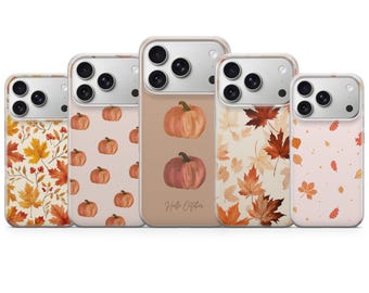 Hello Autumn Phone Case Cozy Fall Pattern Cover for iPhone 17, 16 Pro, 15, 14, 13, 12, Samsung S26, S25, S24, S23, S22, A17, Pixel 10A, 9