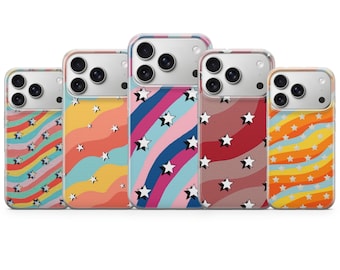 Retro Stars Phone Case Trendy Y2K Grunge Cover for iPhone 17, 16 Pro, 15, 14, 13, 12, Samsung S26, S25, S24, S23, S22, A17, Pixel 10A, 9