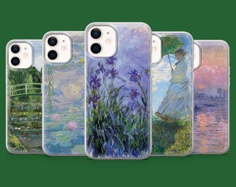 Monet Mobilskal Berömd Konst Claude Målning Fodral för iPhone 17, 17Pro, 16, 15, 14, 13, Samsung S25, S24Fe, S23, A16, A56 Pixel 10Pro, 9A