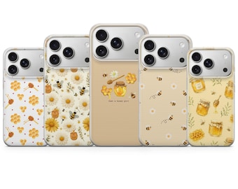 Bee Phone Case Bumblebee Honey Cells Cover for iPhone 17, 16 Pro, 15, 14, 13, 12, Samsung S26, S25, S24, S23, S22, A17, Pixel 10A, 9