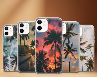 Palm Tree Phone Case Beach Sand Summer Vibes Cover for iPhone 17, 17 Pro, 16, 15, 14, 13, Samsung S25 S24Fe, S23, A16, A56, Pixel 10Pro, 9A