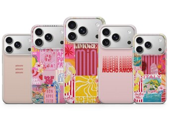 Amour Phone Case Italian Amor por Favor Cover for iPhone 17, 16 Pro, 15, 14, 13, 12, Samsung S26, S25, S24, S23, S22, A17, Pixel 10A, 10, 9A