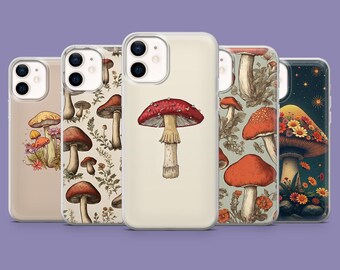 Mushroom Phone Case Cottagecore Trippy Fungi Cover for iPhone 17, 17Pro, 16, 15, 14, 13, Samsung S25 S24Fe, S23, A16, A56 , Pixel 10Pro, 9A