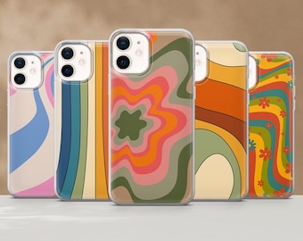 Wavy Line Phone Case Retro Stripes Cover for iPhone 17Pro, 16, 15, 14, 13, 12, Samsung S25, S24, S23Fe, S22, A16, A26, A56, Pixel 10, 9