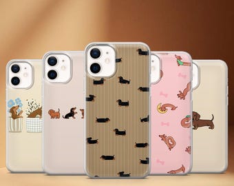 Dachshund Phone Case Stripes Wiener Sausage Dog Cover for iPhone 17, 17Pro, 16, 15, 14, 13 Samsung S25 S24Fe, S23, A16, A56, Pixel 10Pro, 9A