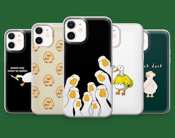 Duck Phone Case Funny Meme Silly Goose Cover for iPhone 17, 17Pro, 16, 15, 14, 13,Samsung S25, S24Fe, S23, A16, A56 Pixel 10Pro, 9A