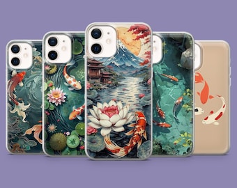 Koi Fish Phone Case Japanese Carp Feng Shui Cover for iPhone 17, 17Pro, 16, 15, 14, 13, Samsung S25 S24Fe, S23, A16, A56 ,Pixel 10Pro, 9A