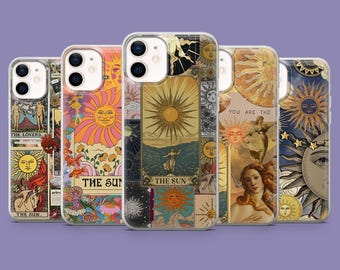 Sun Tarot Phone Case Astrology Moon Cover for iPhone 17, 17Pro, 16, 15, 14, 13, 12, Samsung S25 S24Fe, S23, A16, A56, Pixel 10Pro, 9A