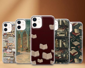 Capa para celular inspirada em livros, perfeita para iPhone 17, 17 Pro, 16, 15, 14, 13, 12, Samsung S25, S24Fe, S23, A16, A56, Pixel 10 Pro e 9.