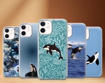Orca Phone Case Killer Whale Cover for iPhone 17, 17Pro, 16, 15, 14, 13, 12 Samsung S25 S24Fe, S23, A16, A56, Pixel 10Pro, 9A