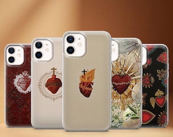 Sacred Heart Phone Case Catholic Prayer Cover for iPhone 17, 17 Pro, 16, 15, 14, 13, 12,  Samsung S25 S24Fe, S23, A16, A56, Pixel 10Pro, 9A