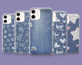 Blue jeans Phone Case Patchwork and Denim Cover for iPhone 17, 17Pro, 16, 15, 14, 13, Samsung S25, S24Fe, S23, A16, A56 , Pixel 10Pro, 9A
