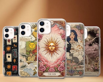 Tarot Card Phone Case The Sun Witchy Cover for iPhone 17, 17 Pro, 16, 15, 14, 13, 12,  Samsung S25 S24Fe, S23, A16, A56, Pixel 10Pro, 9A