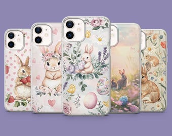 Spring Rabbit Case Easter Bunny Animal Cover for iPhone 17, 17Pro, 16, 15, 14, 13, 12, Samsung S25 S24Fe, S23, A16, A56 ,Pixel 10Pro, 9A