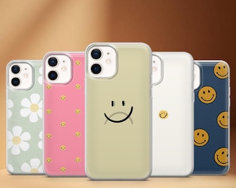 Emotion Phone Case Smiley Face Minimalist Cover for iPhone 17, 17Pro, 16, 15, 14, 13, 12, Samsung S25 S24Fe, S23, A16, A56 ,Pixel 10Pro, 9A