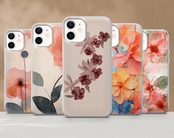 Abstract Floral Phone Case Pattern Blossoms Cover for iPhone 17, 17Pro, 16, 15, 14, 13, 12, Samsung S25, S24, S23, A16, A56, A55, Pixel 10