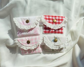 Handmade Floral Quilted AirPods Pouch: Vintage Gingham Fabric