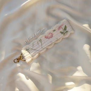 Handmade Gingham Floral Key Wristlet | Fabric Keychain Bracelet 2. Floral Pattern