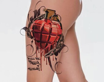 Heart Bomb Tattoo Design – Y2K Love Explosion Ink (Digital Download)