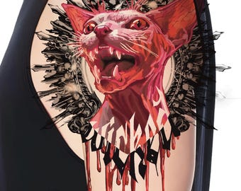 Wicked Pink Sphynx Cat Tattoo Design – Y2K Gothic Digital Art (PDF)