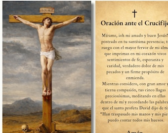 Tarjeta de Oración Cristo en la Cruz | Oración ante el Crucifijo | Tarjeta Católica Imprimible | Pobierz Cyfrowe Nie można edytować | 2,5 x 4,25