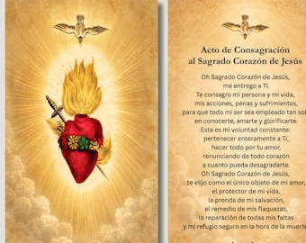 Juego de 25 Tarjetas de Oración del Sagrado Corazón de Jesús | Tarjetas Católicas Laminadas | Devoción Católica | Tamaño Billetera 2" x 3.5"