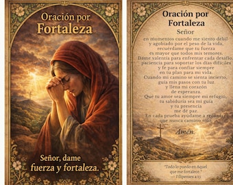 Tarjeta de Oración por Fortaleza 2,5x4,25 Cyfrowy | Tarjeta Cristiana Niezrównana | Filipenses 4:13 | Tarjeta Devocional de Fe
