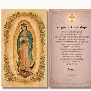 Our Lady of Guadalupe Traditional Catholic Prayer Card | Printable Holy quote | Vintage Devotional Prayer | 2.5 x 4.25 Digital Download