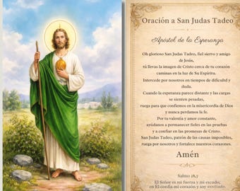 Juego de 25 Tarjetas de Oración Laminadas de San Judas | Tarjeta Católica Devocional | Santo de las Causas Difíciles | Billetera 2" x 3.5"