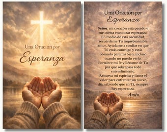 Tarjeta Oración de Esperanza Imprimible, Tarjeta Cristiana 2,5x4,25, Oración Religiosa, Descarga Digital de Fe
