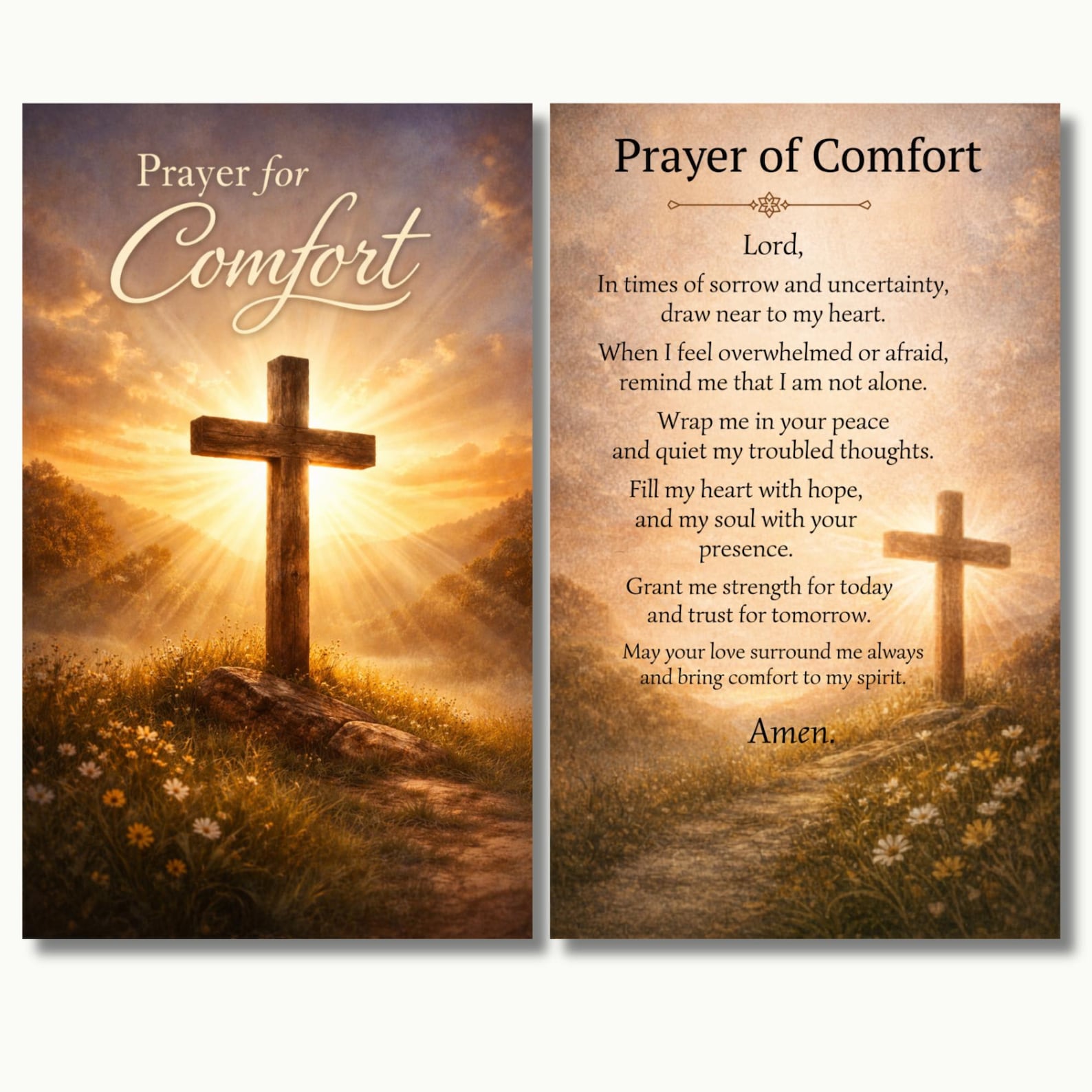 Prayer for Comfort Prayer Card Printable | Christian Encouragement Card ...