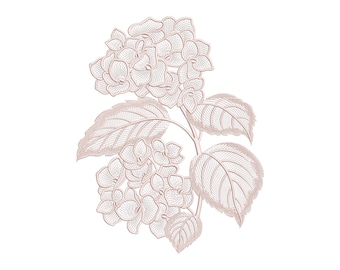 Hydrangea Lace Embroidery Design Set | 2 Digitized Machine Embroidery Files on Tulle | Botanical Floral Lace | Instant Download