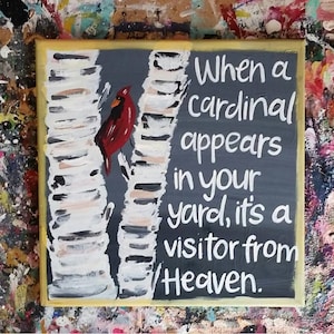 Visitor from Heaven Red Bird Robin Painting