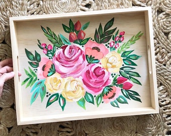 Floral Wooden Tray