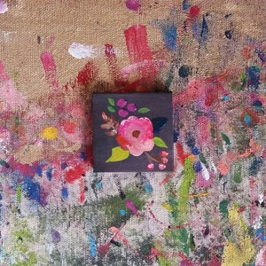 Mini Canvas Floral Cute Tiny Flower Painting