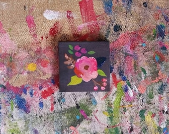 Mini Canvas Floral Cute Tiny Flower Painting