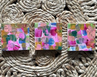Set of 3 Mini Abstract Paintings Happy Paintings